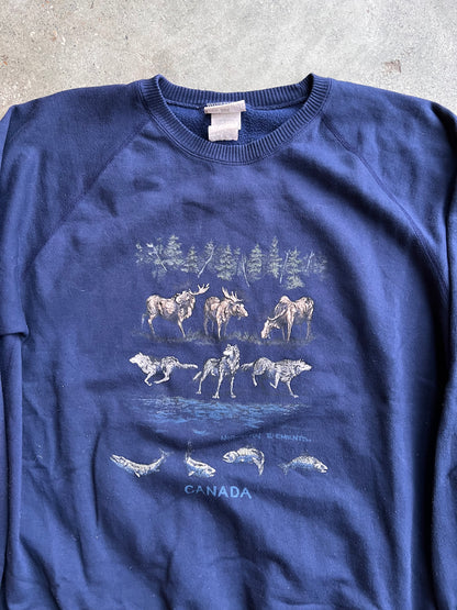 90s Northern Landscape Canada Hunting Crewneck – XLarge