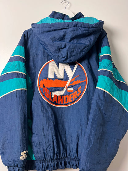Starter NY Islanders Hooded Puffer Jacket - Large
