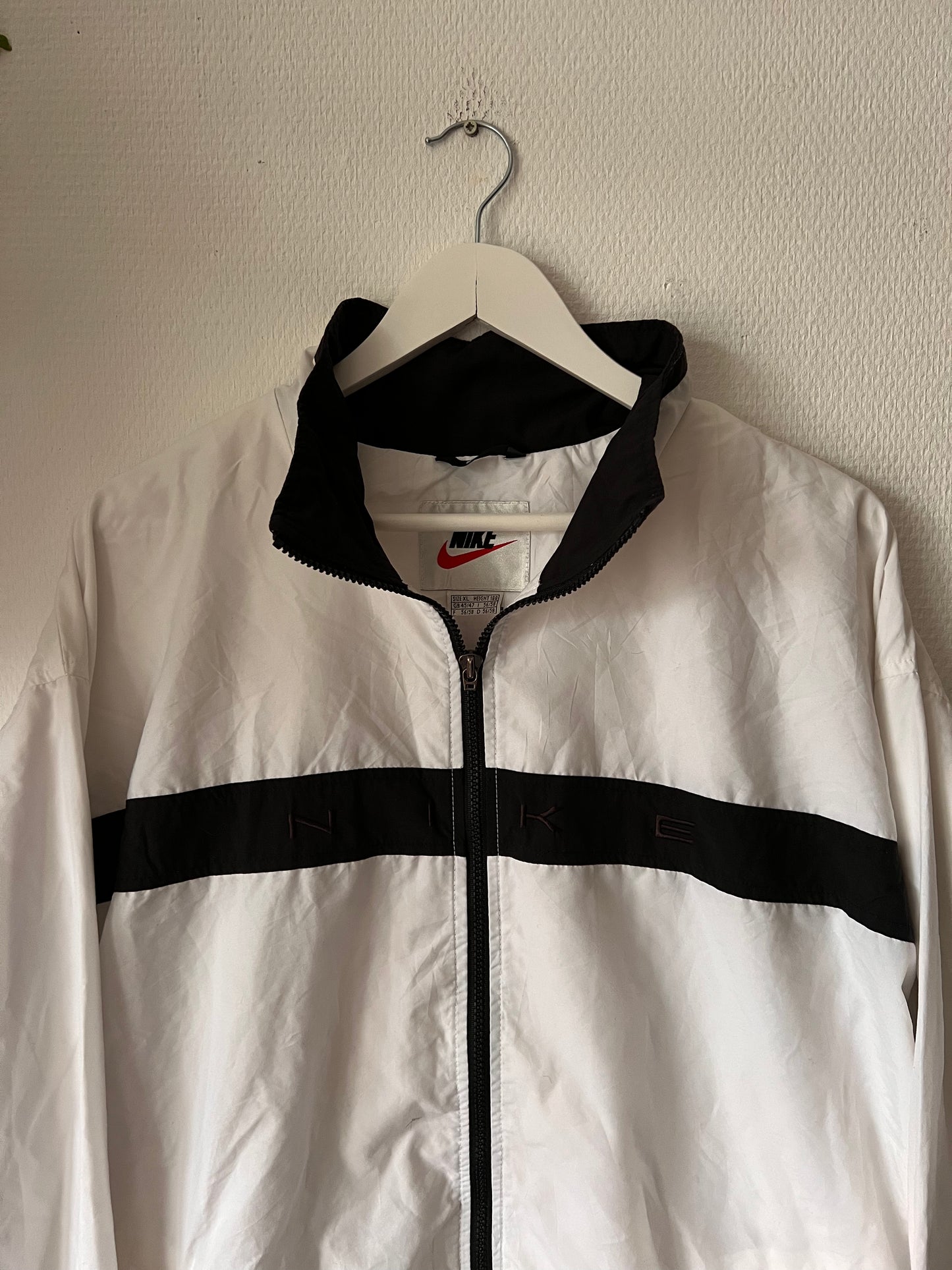 90s Nike Embroidered Spellout Full Zip Track Jacket White – XLarge