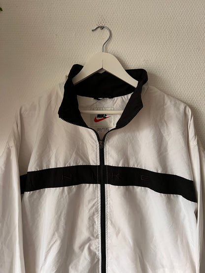 90s Nike Embroidered Spellout Full Zip Track Jacket White – XLarge