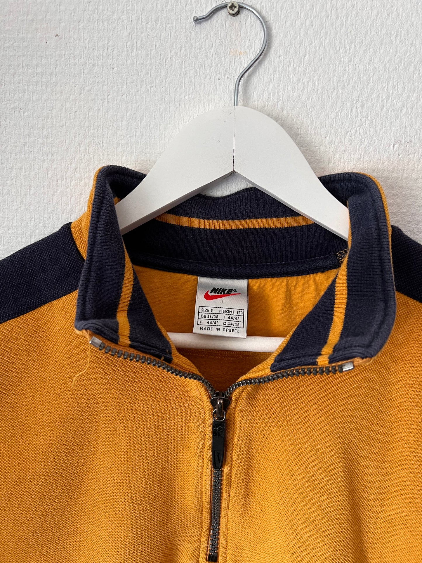 90s Nike Center Logo 1/4 Zip Up Sweatshirt Yellow – Small
