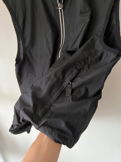 90s Nike Full Zip Running Vest Black – Medium