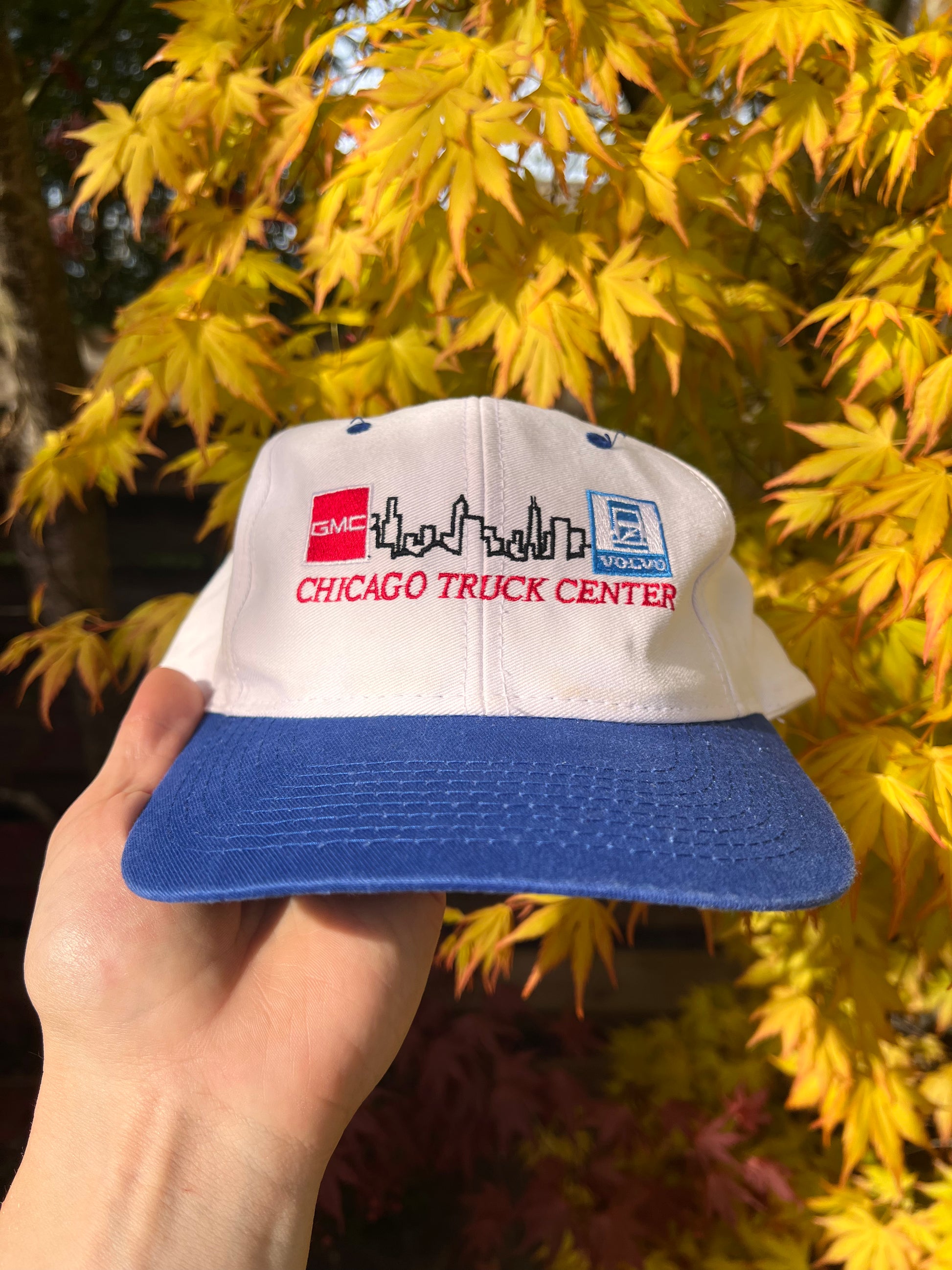 90s Volvo Embroidered Chicago Truck Strapback Cap White – One Size