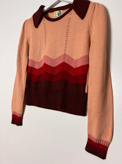 70s Beewear Striped Collar Knitted Sweater – Medium