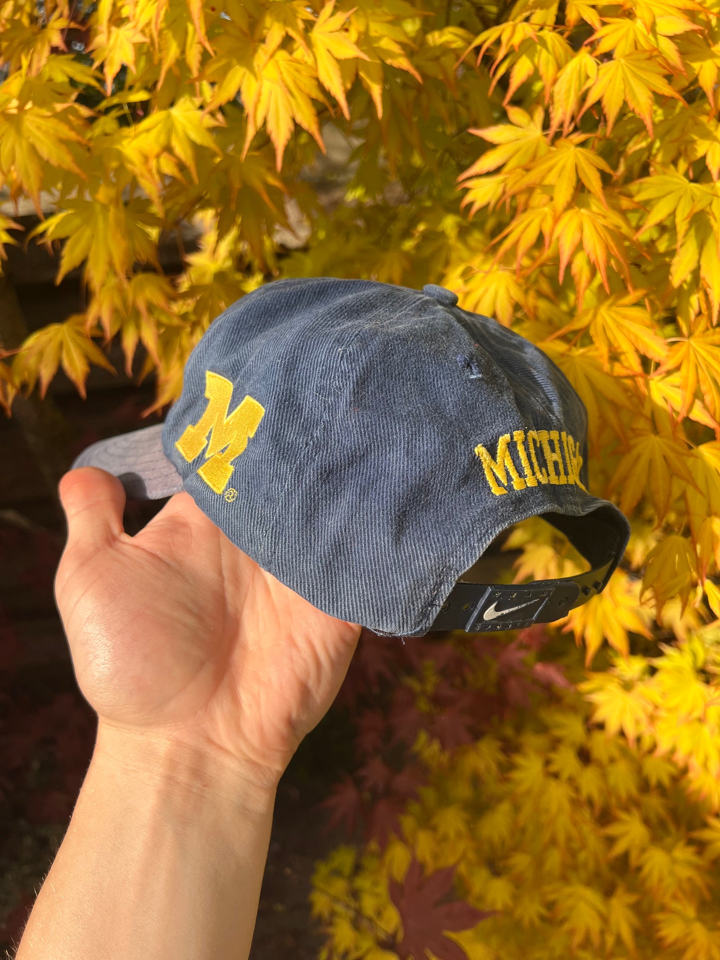 90s Nike Embroidered Michigan Strapback Cap Blue – One Size