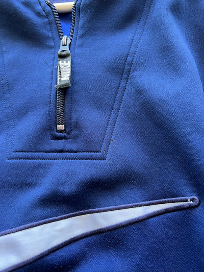 90s Nike Embroidered Big Swoosh 1/4 Zip Up Sweatshirt Navy – Medium