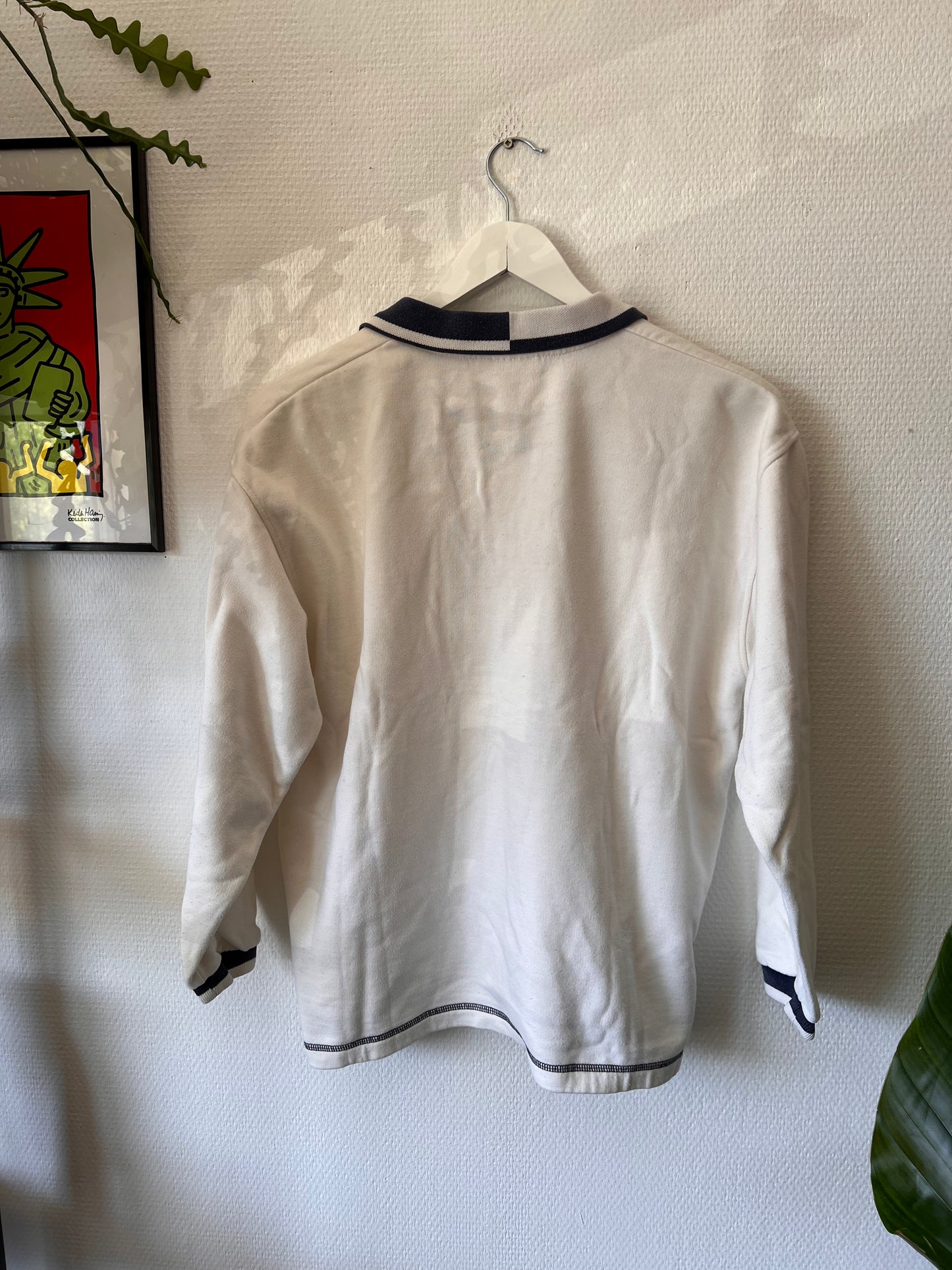 90s Reebok Embroidered Big Logo Collar Sweatshirt White – Medium