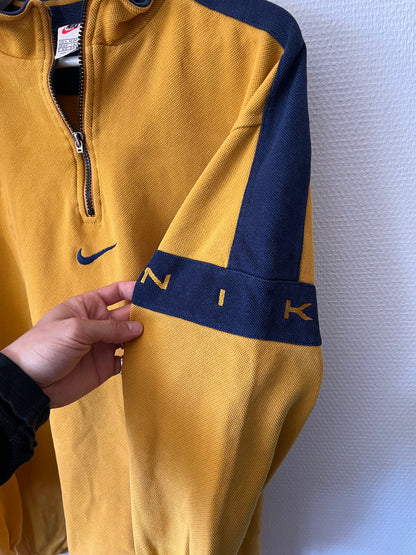 90s Nike Center Logo 1/4 Zip Up Sweatshirt Yellow – XLarge