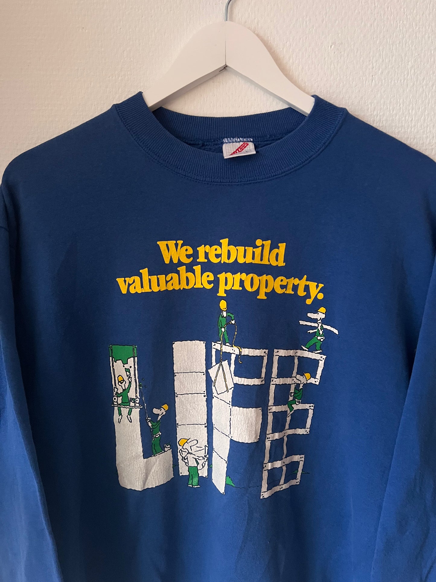 90s Jerzees LIFE Building Crewneck Sweatshirt Blue – Medium