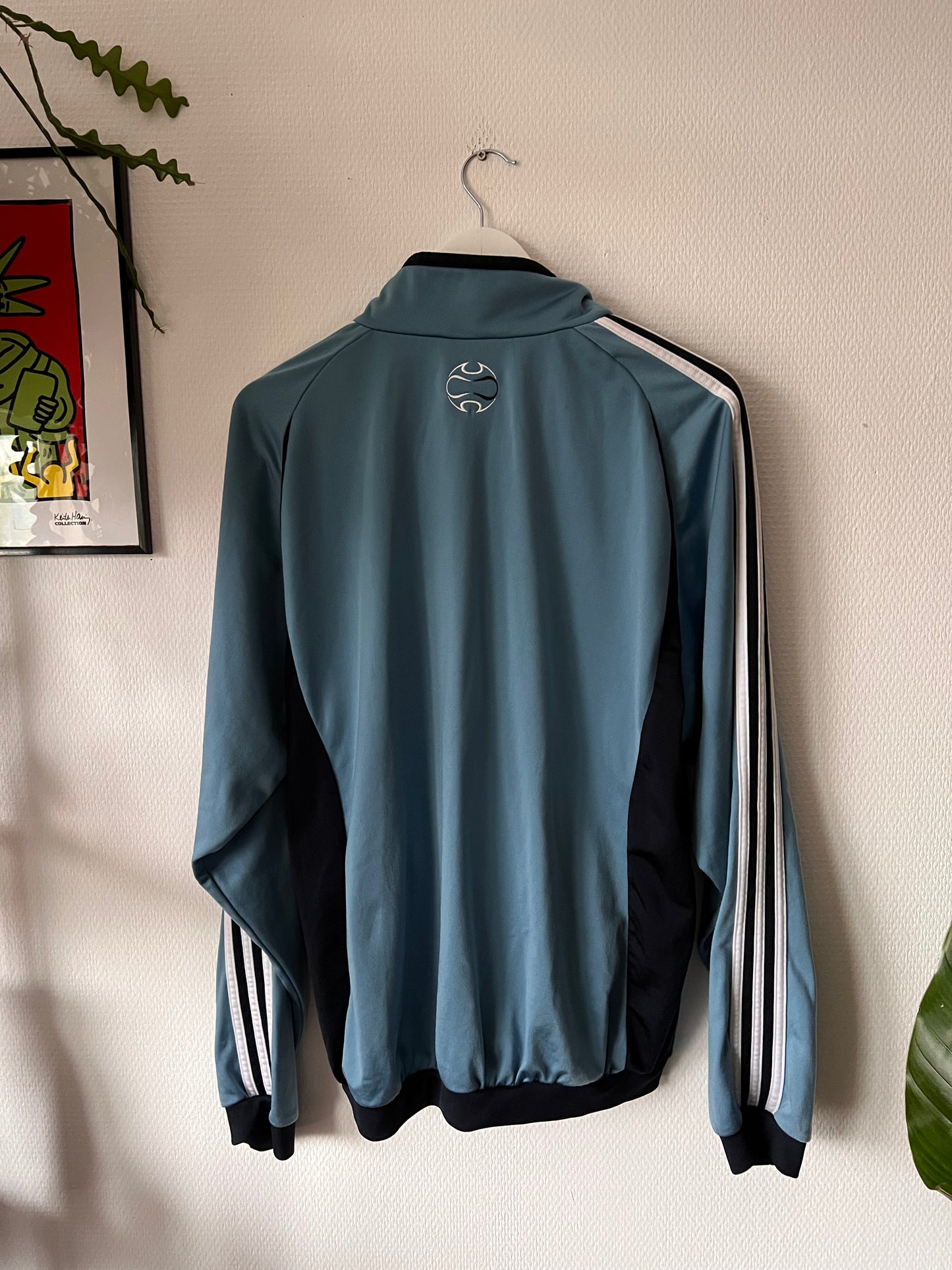 2000s Adidas Football Full Zip Y2K Track Jacket Black – Large