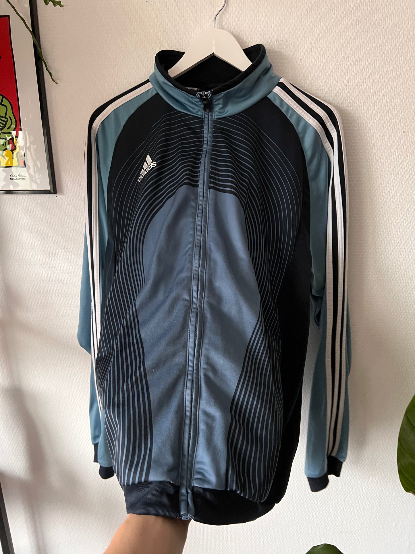 2000s Adidas Football Full Zip Y2K Track Jacket Black – Large