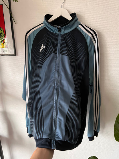 2000s Adidas Football Full Zip Y2K Track Jacket Black – Large