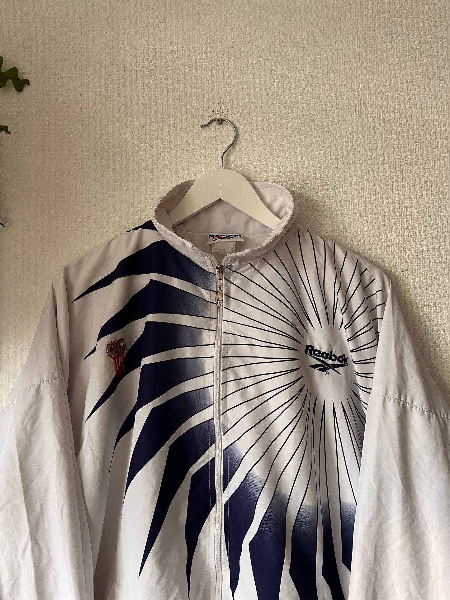 90s Reebok Tennis Allover Sun Inspired Track Jacket White – XLarge