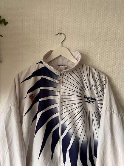 90s Reebok Tennis Allover Sun Inspired Track Jacket White – XLarge