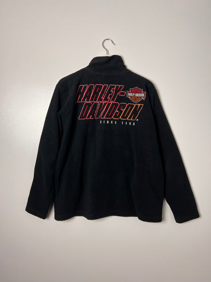 Vintage Harley Davidson Flame Fleece Zip Up  Black