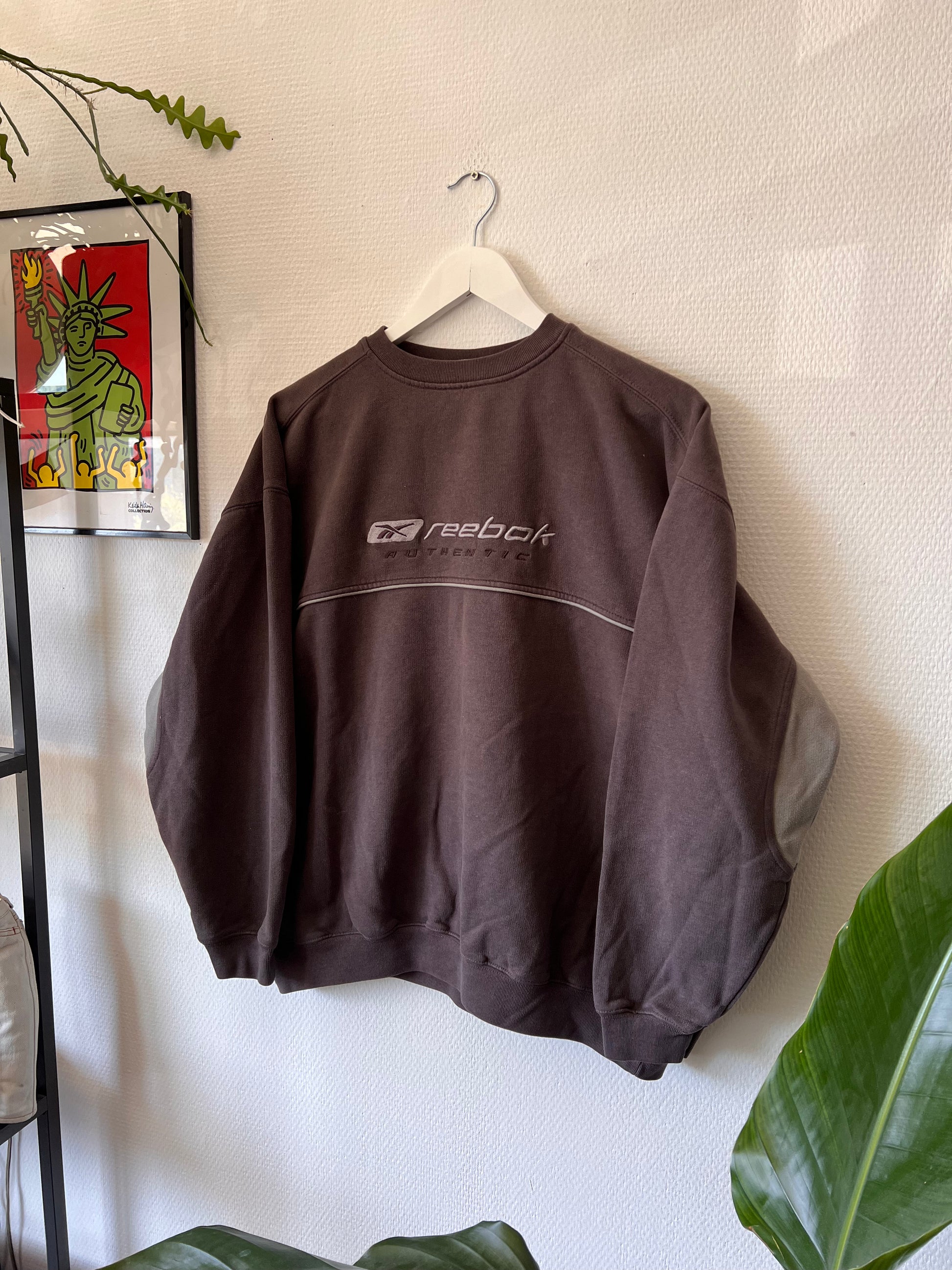 90s Reebok Embroidered Big Logo Crewneck Sweatshirt Dark Grey – Medium