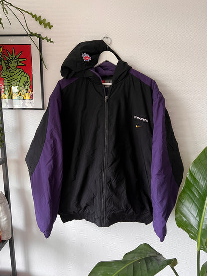 90s Nike NFL Baltimore Ravens Puffer Jacket Black – Large