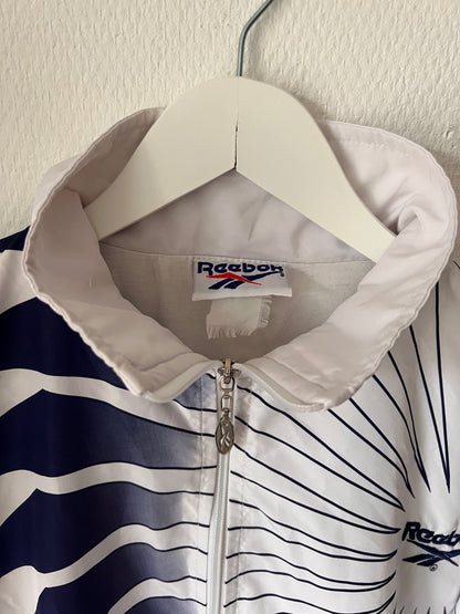 90s Reebok Tennis Allover Sun Inspired Track Jacket White – XLarge