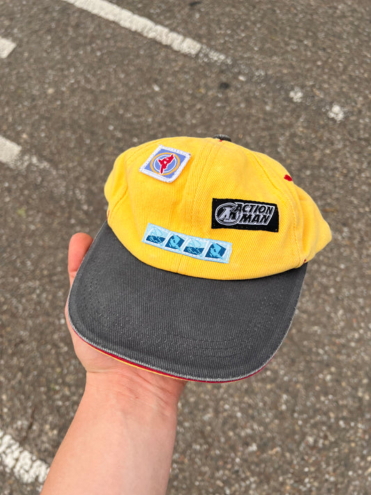 2000s Action Man Patched Strapback Hasbro Cap Yellow – Youth Size