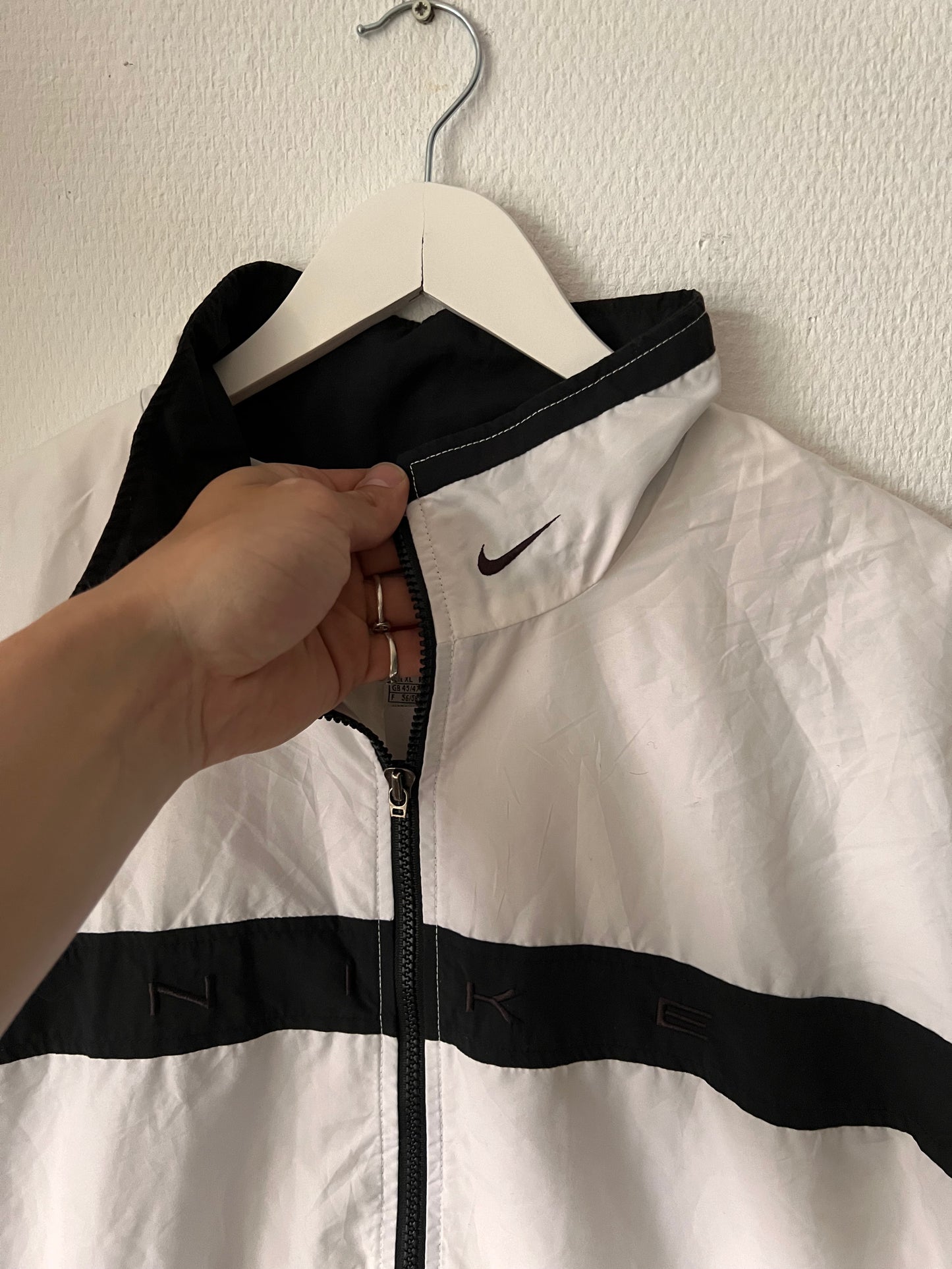 90s Nike Embroidered Spellout Full Zip Track Jacket White – XLarge