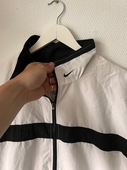 90s Nike Embroidered Spellout Full Zip Track Jacket White – XLarge