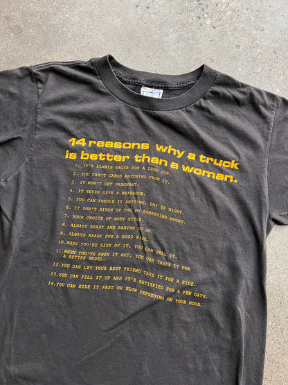 90s Trucker 14 Reasons Why T-Shirt – Medium