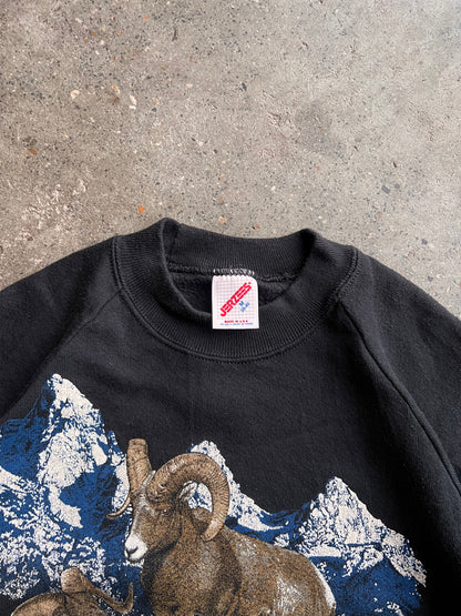 90s Mountain Goat Print Crewneck – Small