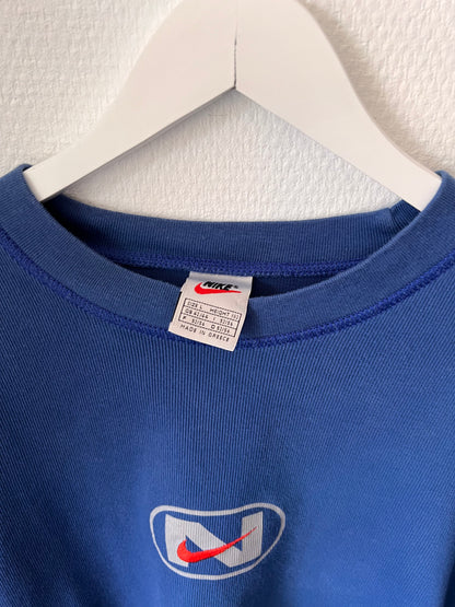 90s Nike Embroidered Center Swoosh Light Crewneck Sweatshirt Blue – Large