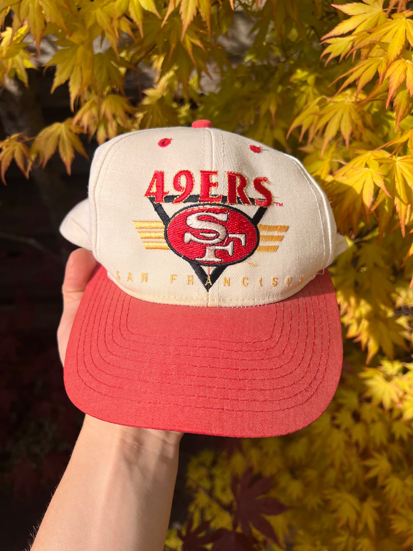 90s NFL San Fransisco 49ers Strapback Cap White – One Size