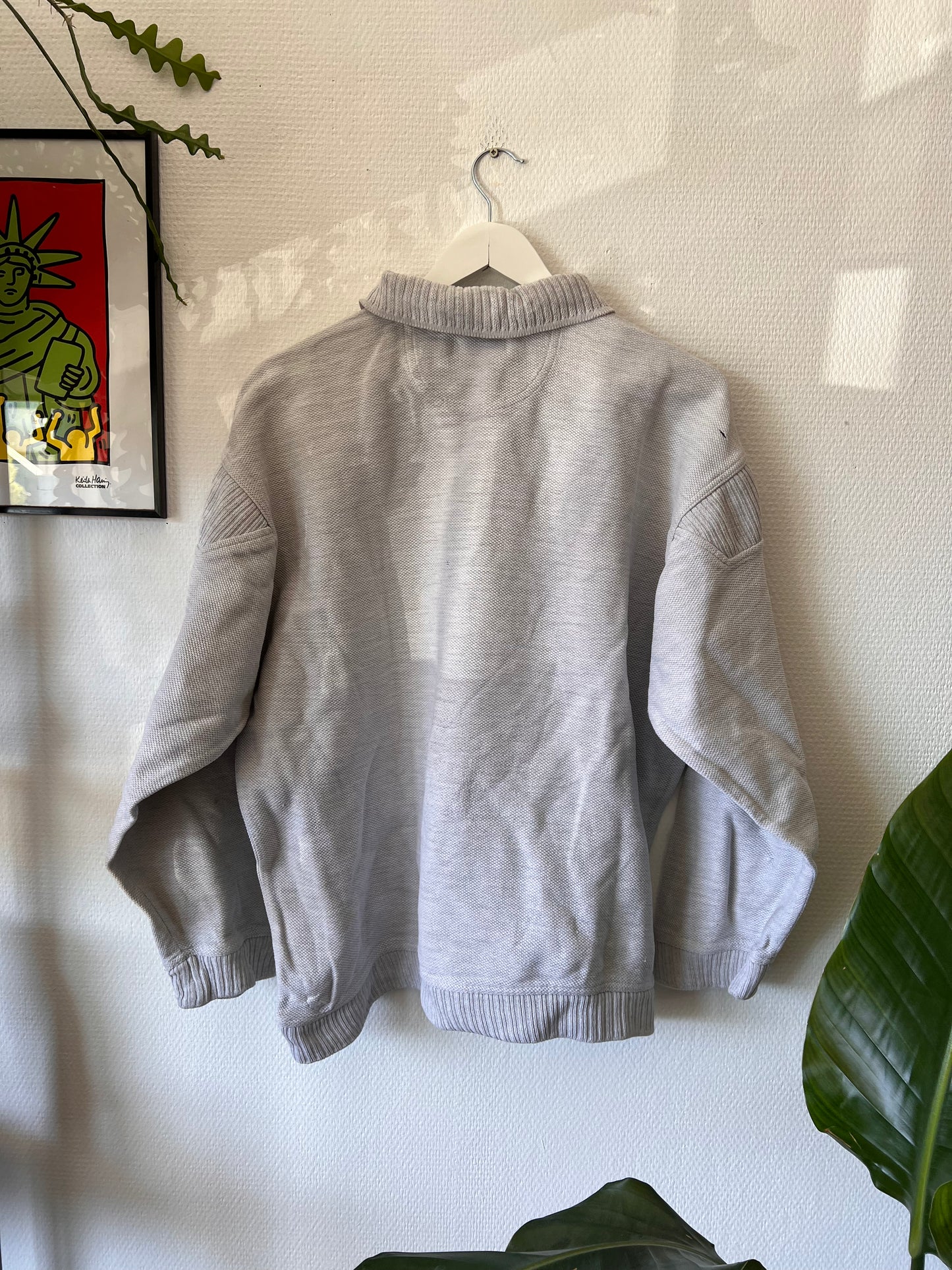 90s Carlo Colucci Embroidered 1/4 Button Up Sweatshirt Grey – Large