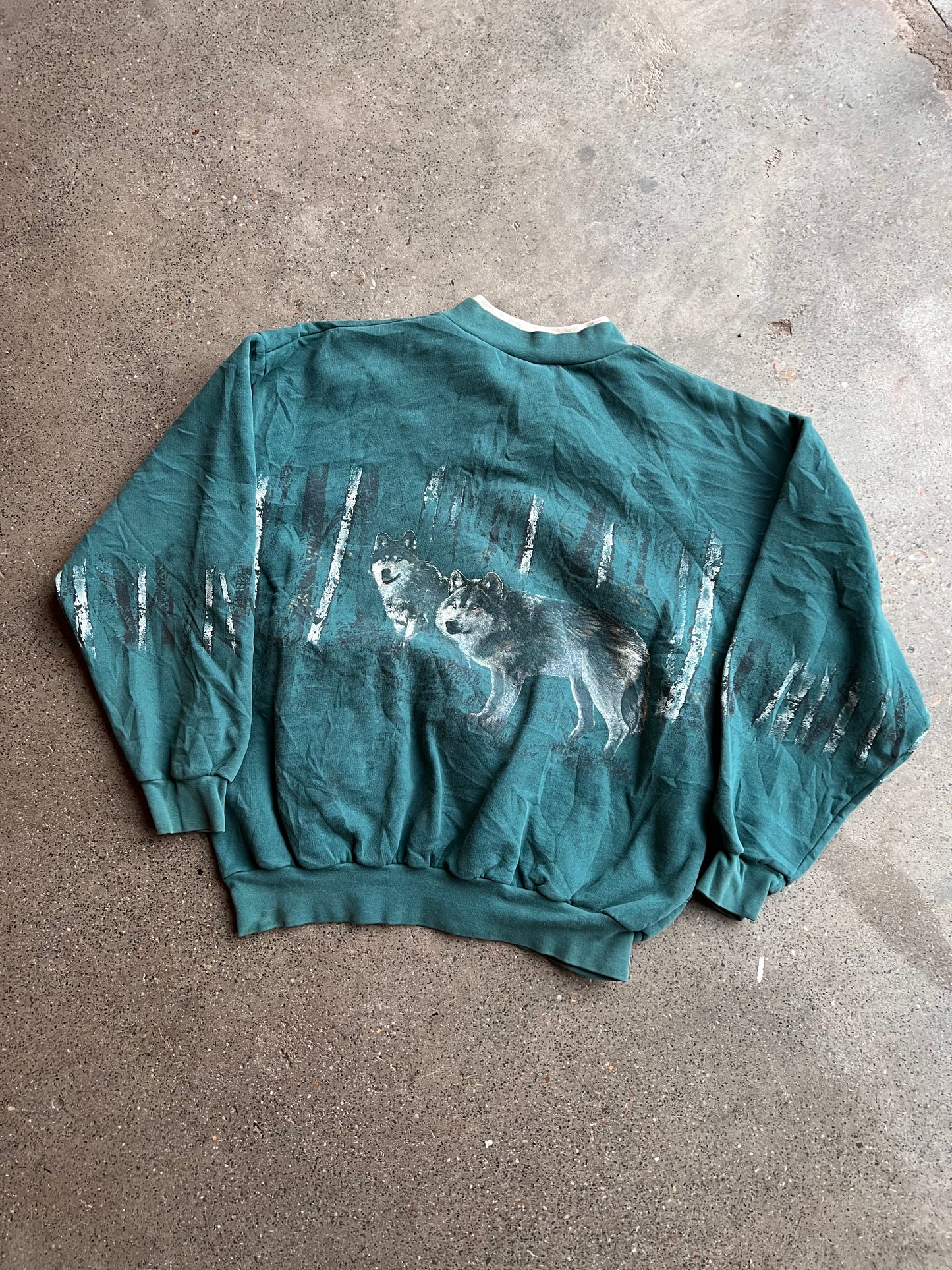 90s Wolves All Over Print Button Up – Large