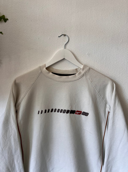 90s Nike Embroidered Y2K Striped Crewneck Sweatshirt Cream – Medium