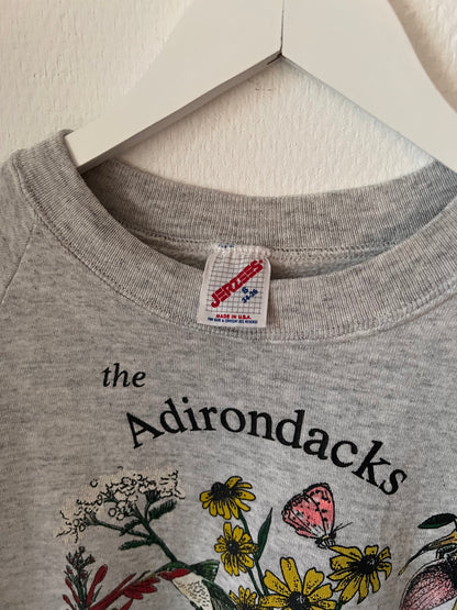 90s Jerzees the Adirondacks Flower Crewneck Sweatshirt Grey – Small