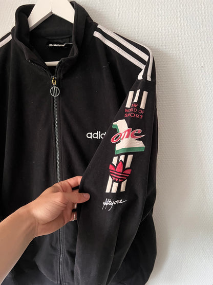 90s Adidas Velour Full Zip Track Jacket Black – Medium