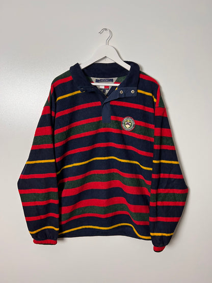 90's Tommy Hilfiger Striped 1/4 Button Fleece – XLarge
