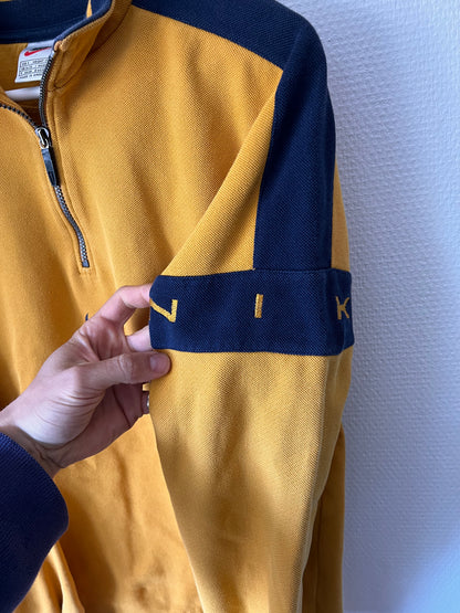 90s Nike Center Logo 1/4 Zip Up Sweatshirt Yellow – Small