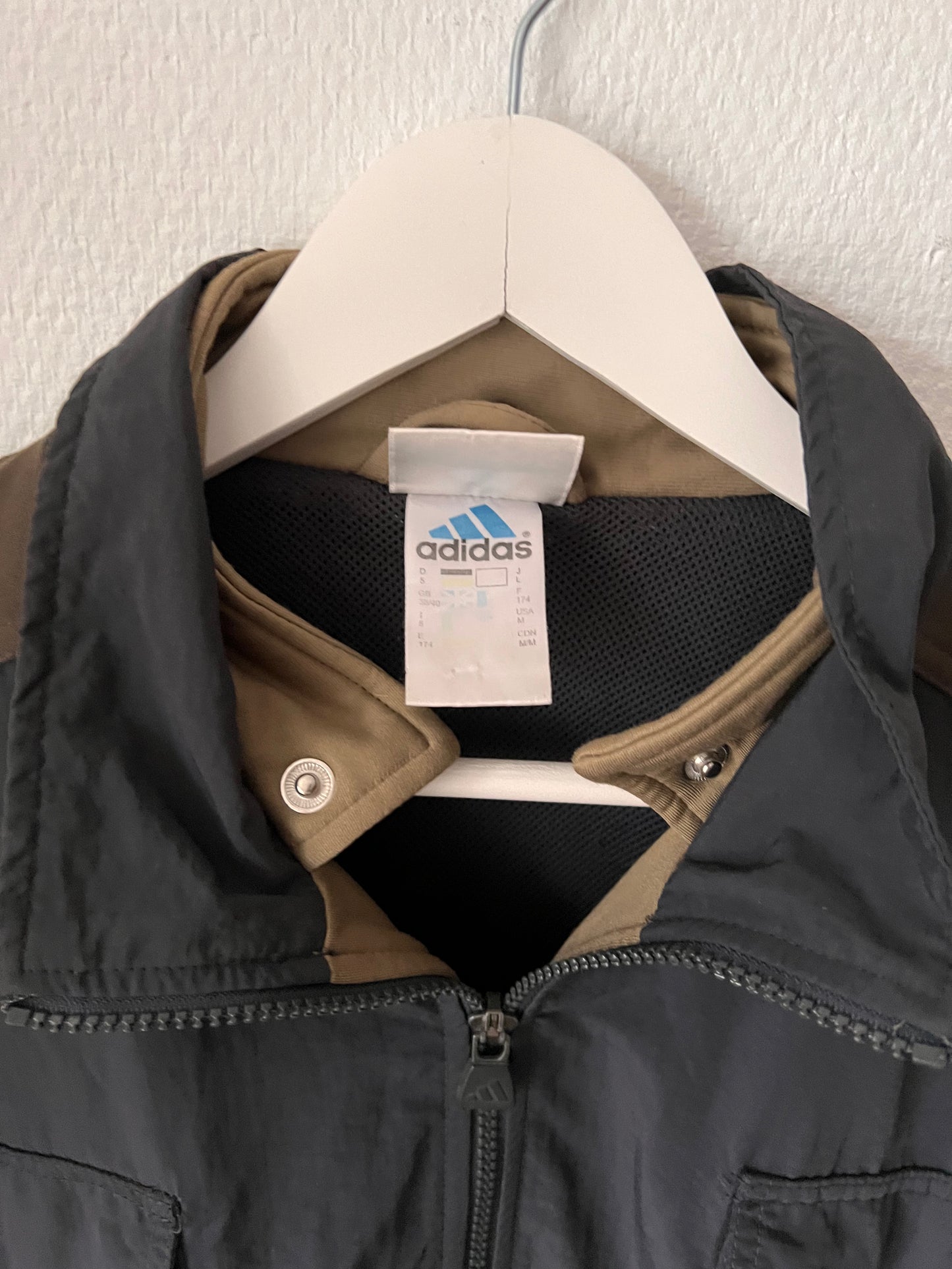 90s Adidas Striped Full Zip Outdoor Track Jacket Anthracite – Medium