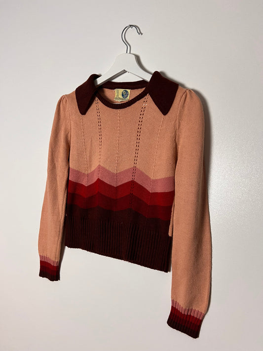 70s Beewear Striped Collar Knitted Sweater – Medium