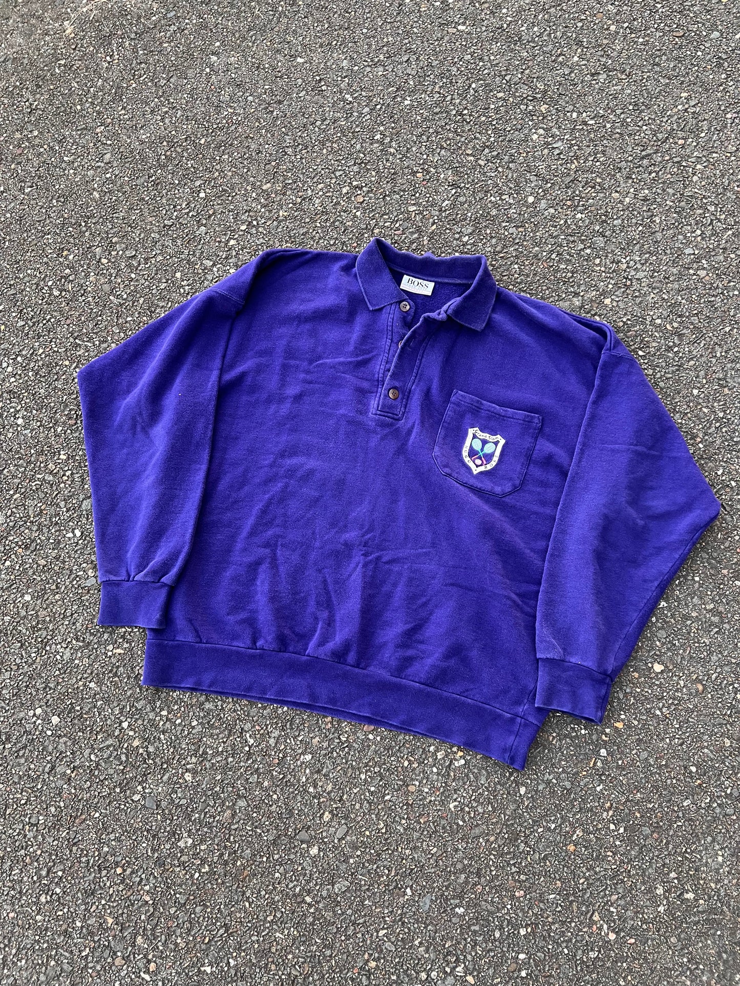 90s Hugo Boss Tennis 1/4 Button Up Sweatshirt – Large