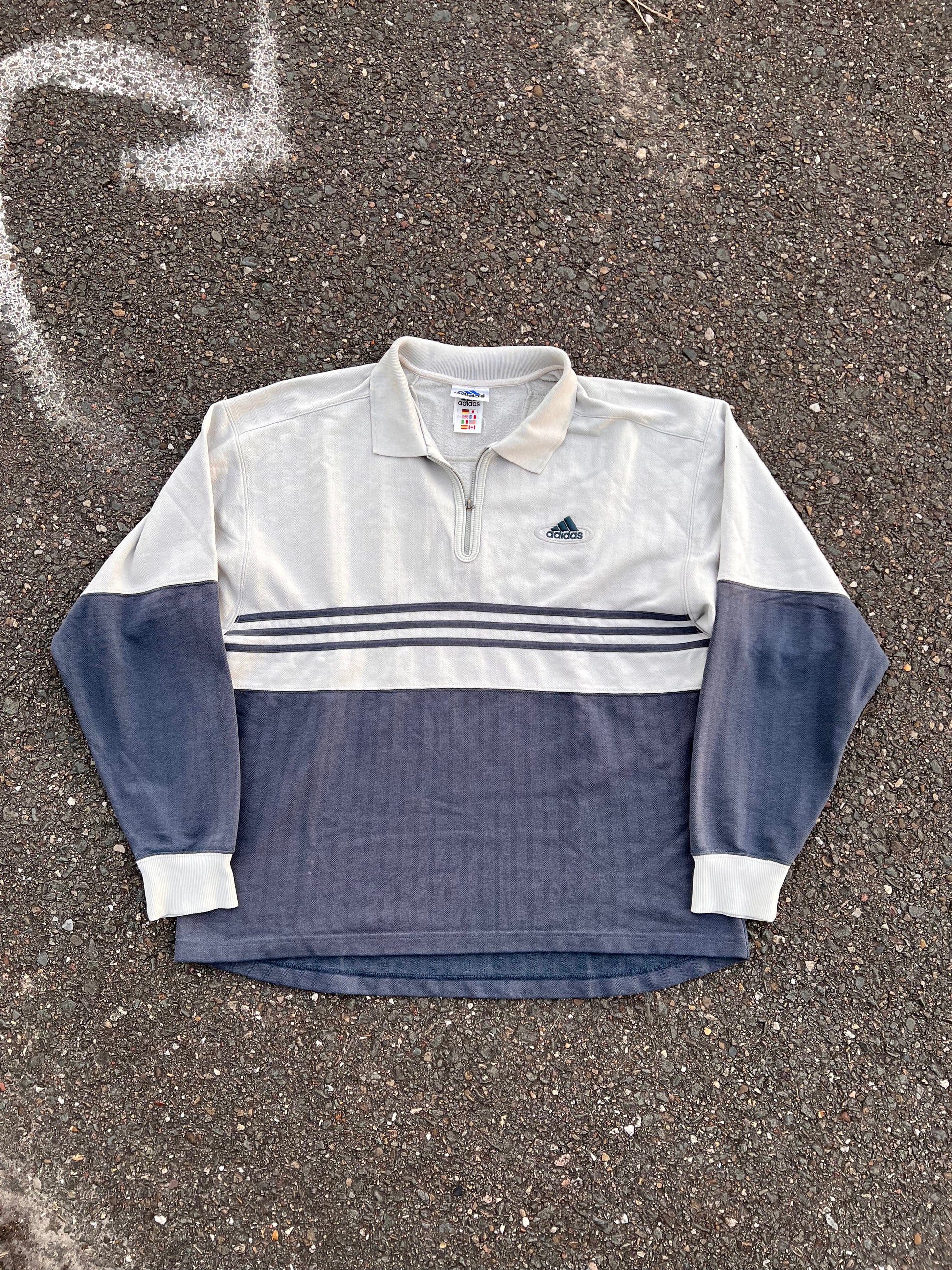 90s Adidas 1/4 Zip Up Multicolor Sweatshirt – Medium